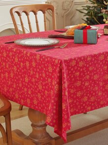 1片風鈴紅色聖誕桌布,廚房、餐廳桌面套布,適合節慶聚會、生日、感恩節和聖誕節裝飾 - 紅色 - 查看 1