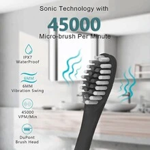 6 Modes Multi-Functional Sonic Electric Toothbrush, 8/4 Heads Kit, Equipped With 2 Minutes Smart Timer And 30S Area Switch Reminder, Waterproof Usb Rechargeable Oral Cleaner Set For Family Or Travel Use - Black - View 8