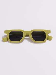 1 件男士塑料方形时尚眼镜，适合日常佩戴、聚会和度假，设计时尚，附赠眼镜盒