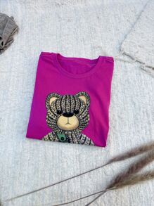 Women T-Shirts - 玫紅色 - 查看 5