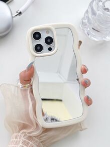 亚克力波浪镜面手机壳适用于 17 Pro Max/17 Pro/17 Air/17/16 Pro Max/16/16 Pro/16 Plus/15/15 Pro/15 Pro Max/11/12/13/14 Pro Max/XS/XR/11 Pro/11 Pro Max/12 Pro/12 Pro Max/13 Pro/13 Pro Max/7 Plus/14 Pro/14 Pro Max/14 Plus/7 Plus/8 Plus/8/SE2，厚实防震硬壳 - 白色 - 查看 4