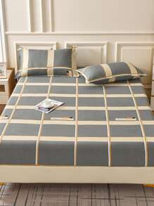 3入組活力印花親膚布床褥套裝,含被套與兩個枕頭套 - 軍綠色 - 查看 2