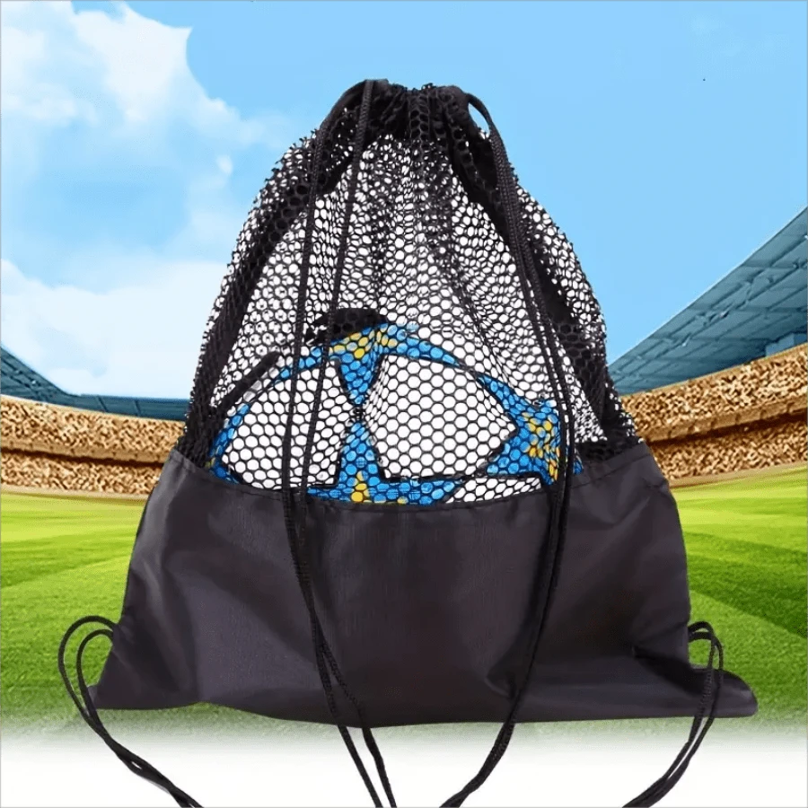 1pc Shoulder Strap Football Net Bag Basketball Storage Backpack Outdoor Volleyball Sport Shoulder Bag Fits One Ball - Black - View 1
