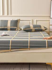 3入組活力印花親膚布床褥套裝,含被套與兩個枕頭套 - 軍綠色 - 查看 8