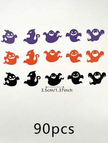 90入組萬聖節三色邪惡鬼怪和幽靈形狀彩帶裝飾 - 彩色 - 查看 3