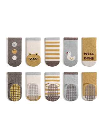 5 Pairs Multicolor Cartoon Anti-Slip Baby Socks, Toddler Socks For Boys And Girls