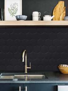 Black Large Hexagonal Matte Finish Self-Adhesive Kitchen Wall Tiles - Waterproof, Renovation Stickers Peel Wall Panels, Wall Paper, Wallpapers, Spring Decoration Items Refresh Your Home, Rama Decoration Stickers Gifts Birthday Graduation - Black - View 11