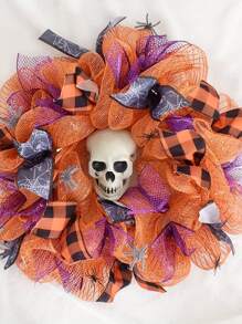 1 件万圣节圣诞节彩色丝带彩色网状丝带装饰网万圣节派对装饰、庭院、草坪、花园、户外节日装饰