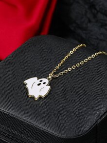 萬聖節項鍊恐怖骷髏南瓜蜘蛛項鍊女款橙黑色高分子黏土假日派對珠寶