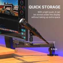 升級版ulanzi Ls26低調麥克風支架,帶有電纜通道桌面夾具,可360度旋轉,可摺疊,適用於直播錄音等 - 黑色 - 查看 5