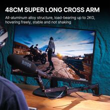 升級版ulanzi Ls26低調麥克風支架,帶有電纜通道桌面夾具,可360度旋轉,可摺疊,適用於直播錄音等 - 黑色 - 查看 6