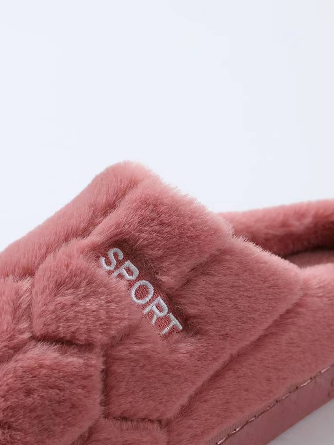 女性家居拖鞋,冬天,室內溫暖毛絨拖鞋,防滑情侶鞋 - 酒紅色 - 查看 1