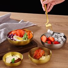304不銹鋼韓式泡菜碗、盤子、飯碗、湯碗、商用多功能醬盤 - 金色 - 查看 1