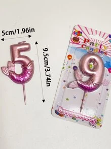 Rose Gold Mermaid Tail Shaped Number 0-9 Birthday Party Cake Candle,