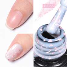 7Ml Gold Glitter Rubber Base Gel Polish Pink Glitter Flakes Semi Permanent Diamond Pigment Sparkle Varnishes Self-Leveling Soak Off Uv Led Nail Art Gel Polish Gift