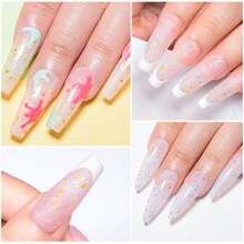 7Ml Gold Glitter Rubber Base Gel Polish Pink Glitter Flakes Semi Permanent Diamond Pigment Sparkle Varnishes Self-Leveling Soak Off Uv Led Nail Art Gel Polish Gift