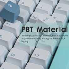 170 键 Shoko 双色注塑键帽 PBT 材质 Cherry 轮廓高度 GMK 风格键帽套装适用于 61/64/68/82/84/87/98/104/108 ANSI/ISO 布局双色注塑通用兼容性 Cherry TTC Gateron JWK Bsun MX 开关机械键盘 - 藍白色 - 查看 9