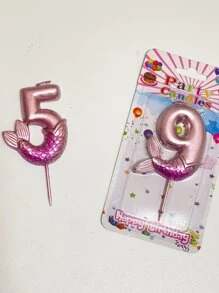 Rose Gold Mermaid Tail Shaped Number 0-9 Birthday Party Cake Candle,
