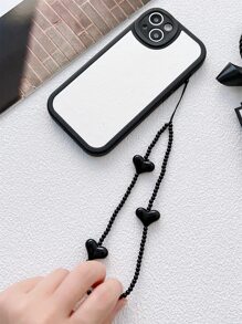 1 Pieza Colgante De Decoración De Teléfono Celular Con Diseño De Corazón Y Cuenta, Negro - Negro - Ver 4