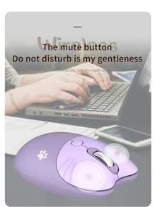 MOFII M3 無綫鼠標，具有輕巧可愛貓爪圖案和貓耳形狀，適用於 Windows、PC、筆記本電腦、台式機、紫色 - 紫色 - 查看 6