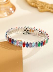1pc Fashionable Cubic Zirconia & Colored Glass Bangle Suitable For Women To Wear In Various Occasions - Yellow Gold - View 8