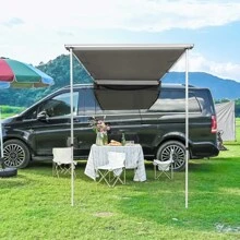 LAGarden Yescom Car Side Awning Rooftop Pull Out Tent Shelter PU2000mm UV50+ Shade SUV Outdoor Camping Travel - Grey - View 2
