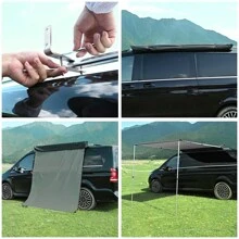 LAGarden Yescom Car Side Awning Rooftop Pull Out Tent Shelter PU2000mm UV50+ Shade SUV Outdoor Camping Travel - Grey - View 6