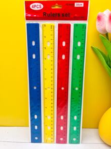 4pcs 12inch/30cm Colorful 6-Hole Ruler, Suit For 3-Hole Loose-Leaf Binder,Rulers - Multicolor - View 2