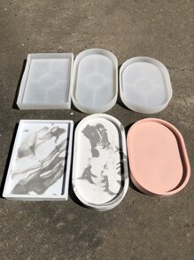 Rectangular Cement Tray Mold, Elliptical Home Decorative Storage Dish Gypsum Mold, For Small Accessories, Jesmonite Mold - White - View 11