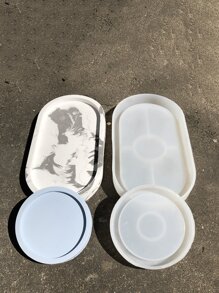 Rectangular Cement Tray Mold, Elliptical Home Decorative Storage Dish Gypsum Mold, For Small Accessories, Jesmonite Mold - White - View 9