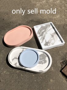 Rectangular Cement Tray Mold, Elliptical Home Decorative Storage Dish Gypsum Mold, For Small Accessories, Jesmonite Mold - White - View 2