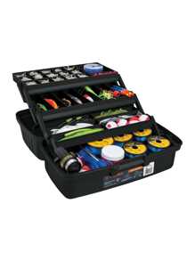 Caja para pesca con base de 41cm, con 3 bandejas deslizables - Negro - Ver 1