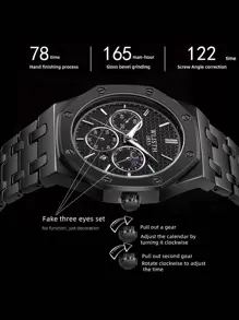 New Vintage Style Men's Watch, Classic Business Steel Band Quartz Casual Water-Resistant Wristwatch