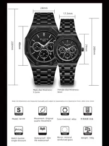 New Vintage Style Men's Watch, Classic Business Steel Band Quartz Casual Water-Resistant Wristwatch