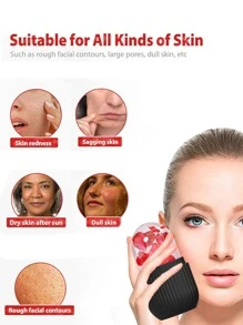 Ice Roller for Face and Eye, 1pc Silicone Cooling Ice Mold Face Beauty Massage Shrink Pores Upgrade Mold for Face Neck and Eye - Black - View 2