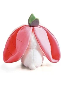 18cm Pink Hide-and-seek Bunny Plush Toy With Easter Carrot & Strawberry Design, Cute Rabbit Stuffed Animal In Carrot Pouch, Zipper Bunny For Home Decor, Easter Bunny Gift - Pink - View 3