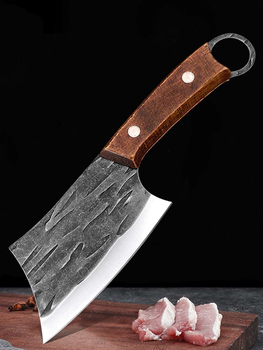 1 pieza Cuchillo de cocina pequeño forjado afilado- Machete perfecto para cortar carne en oferta - Marrón - Ver 1