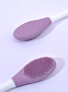 1 件双头硅胶面膜刷，用于清洁、按摩和涂抹各种面膜，面部清洁、面部刷、包、收纳袋、收纳 - 紫色 - 查看 4