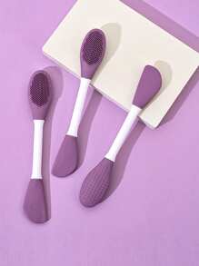1 件双头硅胶面膜刷，用于清洁、按摩和涂抹各种面膜，面部清洁、面部刷、包、收纳袋、收纳 - 紫色 - 查看 3
