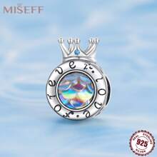 MISEFF MISEFF 1 Pc Sterling Silver Princess Crown Charm Luxury Pendant Elegant For Bracelet Necklace Chains DIY Decoration Jewelry Gift