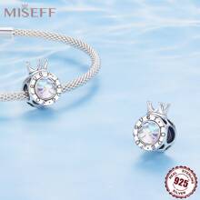MISEFF MISEFF 1 Pc Sterling Silver Princess Crown Charm Luxury Pendant Elegant For Bracelet Necklace Chains DIY Decoration Jewelry Gift