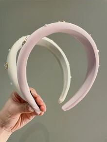 2入組女式復古蝴蝶鑽飾寬頭帶,簡約時尚的法式緞邊髮飾 - 彩色 - 查看 3