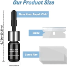 汽車擋風玻璃修復套裝,玻璃裂紋修復液膠,快速修復刮痕和裂縫 - 黑色 - 查看 3