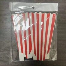 Set de 6 unidades/bolsa de cajas de palomitas decorativas - Rojo y blanco - Ver 3