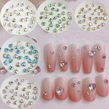 10Pcs Transparent Nail Art Glass Rhinestone In Heart, Pointed And Asymmetrical Shapes For Diy Decorative Use Nail Charms Nail Gems Nail Supplies Nails - White - View 3