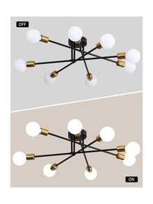 Fylbinye 1入80cm 8燈星形吊燈,現代風格e27底座,適用於臥室客廳餐廳咖啡廳書房廚房天花板燈 - 黑色 - 查看 4
