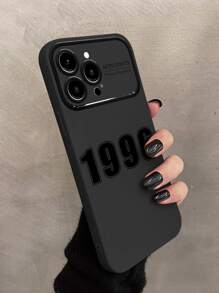 1pc Large Window Black Protective Soft Case Number 1996 Print Anti-Fall Phone Cover With Full Coverage, Fashionable And Simple, Compatible With Iphone 11/12/13/14/7/8/Se/7plus/8plus/X/Xs Max/Xr/11pro/12pro/13pro/14pro/11promax/12promax/13promax/14promax/14plus (Unisex)