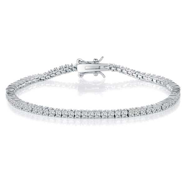 VOLUKA 1pc Fashionable & Versatile 2.0mm Zirconia Tennis Bracelet, Plated In White/Gold, Suitable For Men And Women