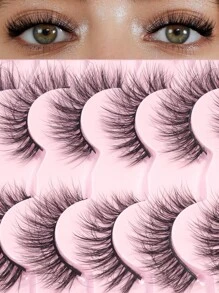 MAGEFY 20/40对自然交叉全脸混合假睫毛，精致款式，适合日常佩戴，卡通风格，旅行必备，可选配带夹子的眉刷 - 黑色 - 查看 8