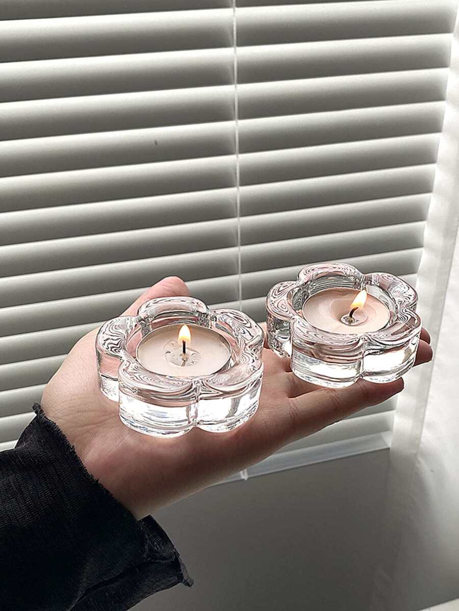 1 梅花玻璃烛台简约复古摆件装饰浪漫烛光晚餐烛台氛围道具礼物万圣节、幽灵、秋季、节日、假日圣诞节、冬季、假日、节日 - 無色 - 查看 1